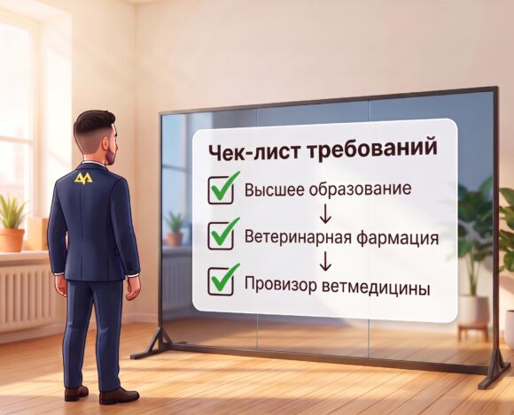 Фармацевтический работник (провизор ветеринарной медицины) за кассой ветеринарной аптеки